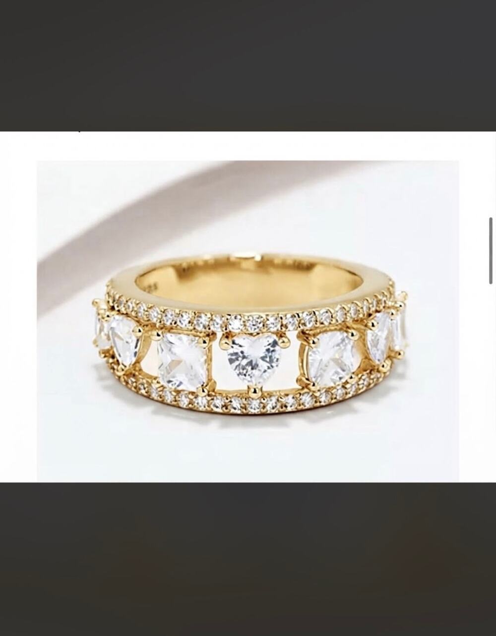 Diamonique Fancy Cut Band Ring, gold plated Sterling Silver Sz 5